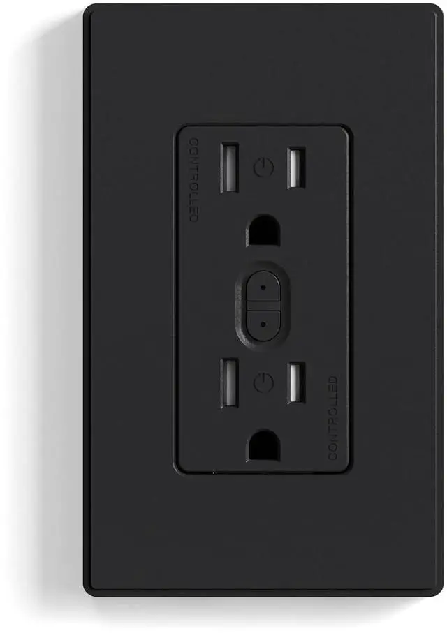 Main image of ELEGRP Smart Plug, Smart in-Wall Outlet Compatible with Alexa and Google Assistant, 2.4GHz Wi-Fi Smart Receptacle with Energy Monitoring, No Hub Required, UL Listed, Black, 1 Pack