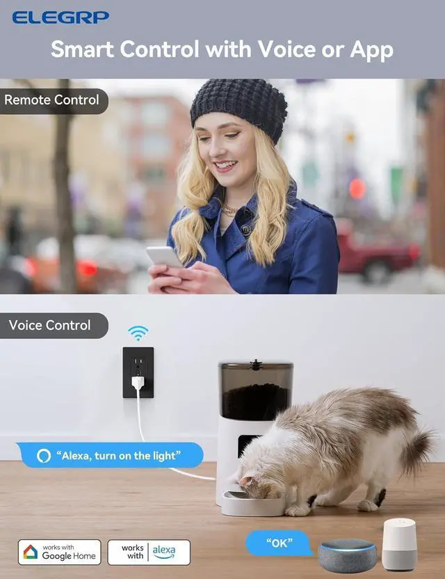 Alt view image 3 of 7 - ELEGRP Smart Plug, Smart in-Wall Outlet Compatible with Alexa and Google Assistant, 2.4GHz Wi-Fi Smart Receptacle with Energy Monitoring, No Hub Required, UL Listed, Black, 1 Pack