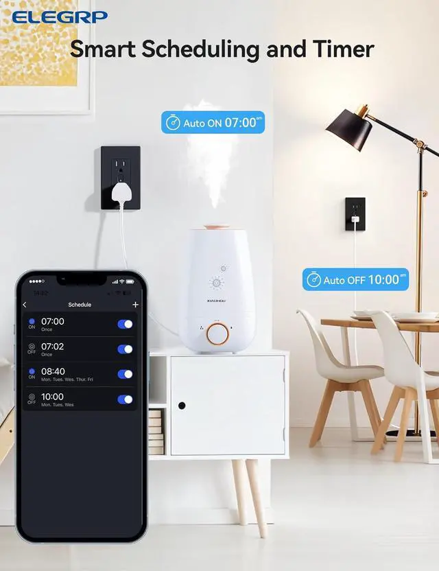 Alt view image 4 of 7 - ELEGRP Smart Plug, Smart in-Wall Outlet Compatible with Alexa and Google Assistant, 2.4GHz Wi-Fi Smart Receptacle with Energy Monitoring, No Hub Required, UL Listed, Black, 1 Pack