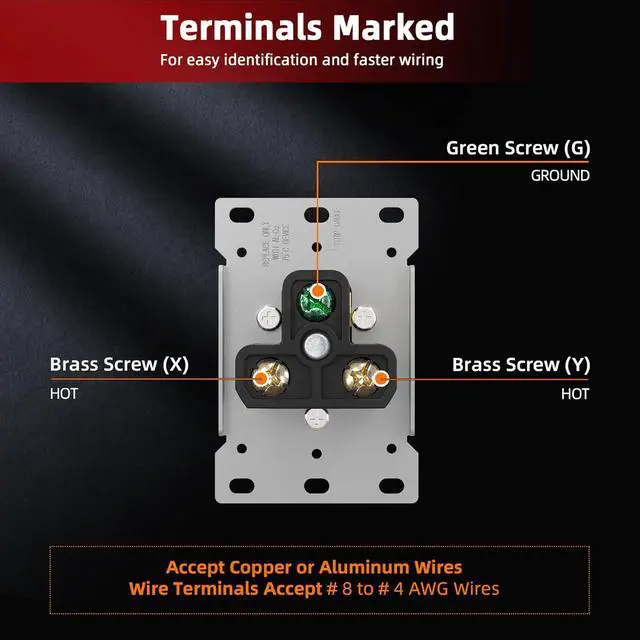 Alt view image 4 of 6 - NEMA 6-50R Receptacle 50A 250V Female Outlet 50 Amp 250 Volts Heavy Duty Industrial Grade Grounded Flush Mount Range Power Outlet for Welder, Plasma Cutter, EV Charger, UL Listed