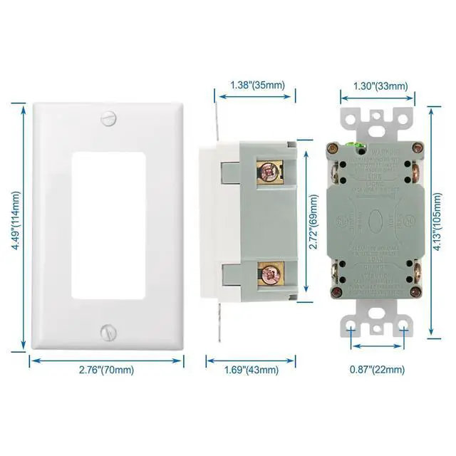 Alt view image 6 of 6 - Baomain GFCI Outlet Receptacle 15Amp. 120VAC 60Hz Weather-Resistant, Ground Fault Circuit Interruptor, GFI UL&CUL Listed White