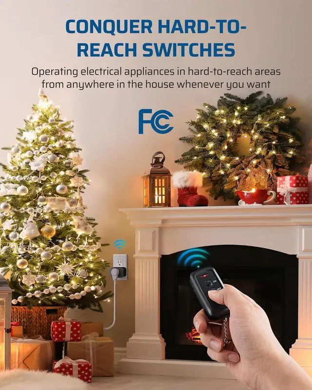 Alt view image 3 of 7 - DEWENWILS Indoor Remote Control Outlet, Wireless Remote Light Switch, No Interference Remote Outlet Switch, No Wiring, 15A/1875W, 100ft RF Range, Compact Design, Programmable