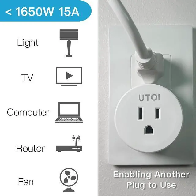 Alt view image 3 of 7 - Wireless Remote Control Outlet Plug with Remote Switch, 15A Remote Outlet Switch, 656ft RF Range Remote Control for Indoor Lights, Garbage Disposal, Appliances, Expandable, White