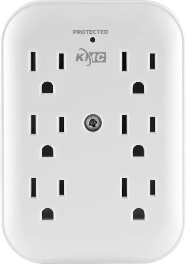 Alt view image 3 of 7 - KMC Surge Tap 6-Outlet Wall Plug Extender 2-Pack, 840J Surge Protector Outlet, Wall Outlet Extender, Multi Plug Outlet Splitter, Multiple Plug Outlet Adapter, ETL/UL Certified, White