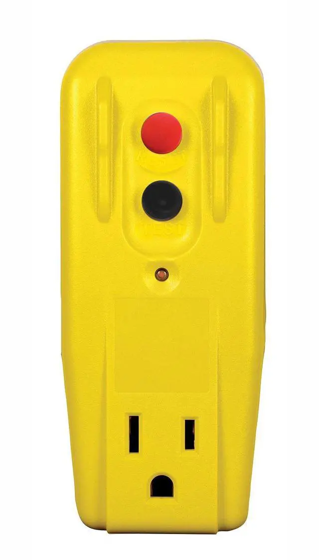 Main image of Tower Manufacturing 30439005 Auto-Reset 15 AMP Grounded 3-Prong GFCI Single Outlet Adapter, Yellow