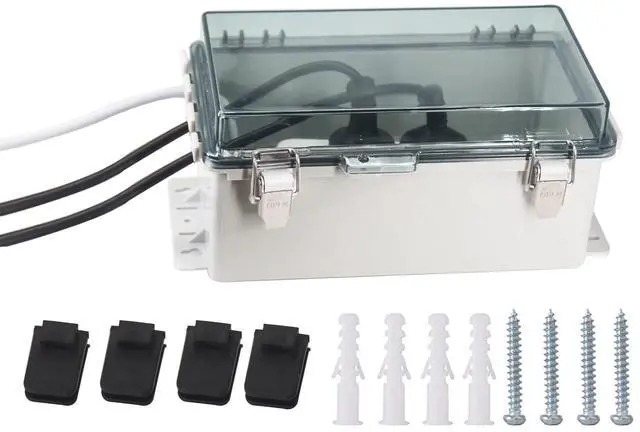Main image of Electrical Box Outdoor Waterproof Box IP55 Junction Box Extension Cord Cover Outlet Covers,Connection Box Protect Power Strip, Timer Outlet, Clear 8.9 x 4.9 x 4.3 Inch