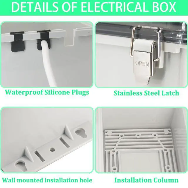 Alt view image 5 of 7 - Electrical Box Outdoor Waterproof Box IP55 Junction Box Extension Cord Cover Outlet Covers,Connection Box Protect Power Strip, Timer Outlet, Clear 8.9 x 4.9 x 4.3 Inch
