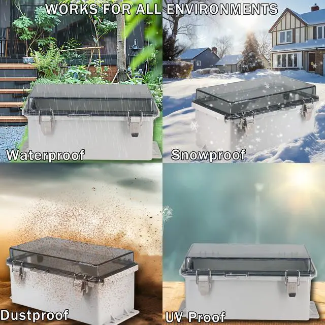 Alt view image 6 of 7 - Electrical Box Outdoor Waterproof Box IP55 Junction Box Extension Cord Cover Outlet Covers,Connection Box Protect Power Strip, Timer Outlet, Clear 8.9 x 4.9 x 4.3 Inch