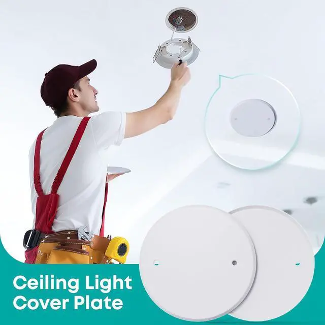 Alt view image 4 of 7 - 3 Pcs Smoke Detecte Cover Plate, 5 Inch Metal Round Blank Ceiling Cover Plate, Junction Box Covers For Outlet And Wall Light Hole, Electrical Box Covers With Hole Spacing 3.5 Inch