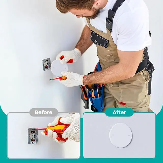 Alt view image 5 of 7 - 3 Pcs Smoke Detecte Cover Plate, 5 Inch Metal Round Blank Ceiling Cover Plate, Junction Box Covers For Outlet And Wall Light Hole, Electrical Box Covers With Hole Spacing 3.5 Inch