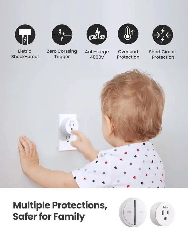 Alt view image 3 of 6 - Mini Remote Control Outlet Switch, Portable, Magnetic Suction & Removable Wireless Plug Switch, No Wiring No WiFi, 300 ft, 15A/1500W, Programmable, for Household Appliances