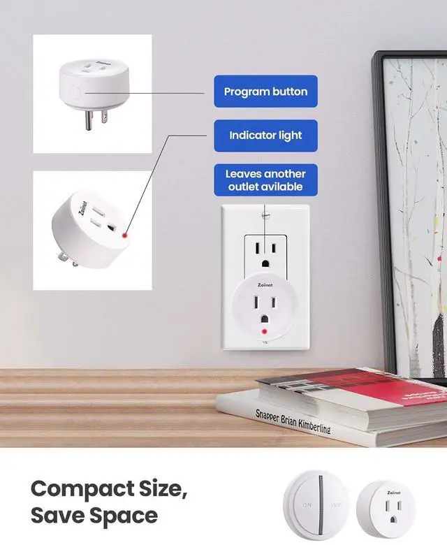 Alt view image 4 of 6 - Mini Remote Control Outlet Switch, Portable, Magnetic Suction & Removable Wireless Plug Switch, No Wiring No WiFi, 300 ft, 15A/1500W, Programmable, for Household Appliances