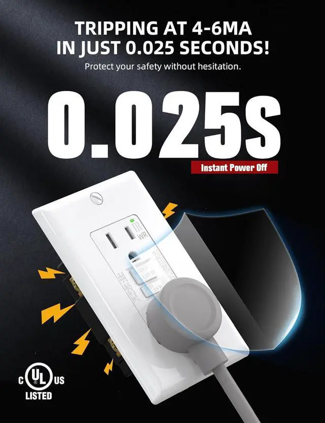 Alt view image 3 of 7 - AIDA GFCI Outlet 15 Amp, Self-Test Electrical Outlet, GFI Tamper & Weather Resistant Receptacle with LED Indicator, Ground Fault Circuit Interrupters, Wall Plate Included, UL Listed, White (1 Pack)
