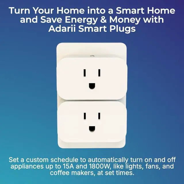 Alt view image 6 of 7 - Adarii 2.4GHz Wi-Fi 15A/1800W Smart Plug, Google Home, IFTTT, Remote, Timer, Schedule, Grouping, No Hub or Subscription, FCC Certified, White, 1 Pack