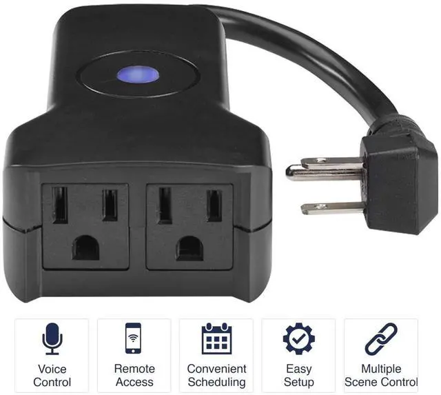 Alt view image 2 of 4 - NSI Industries WFOP2 120V Wi-Fi Plug Outdoor Dual Receptacle