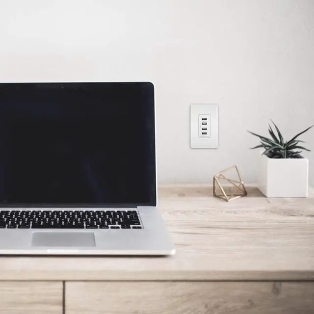 Alt view image 4 of 7 - Legrand radiant TM8USB4WCCV4 Decorator Outlet Quad USB Charger, 4.2 Amp Multi Port Charging Station, White (1 Count)