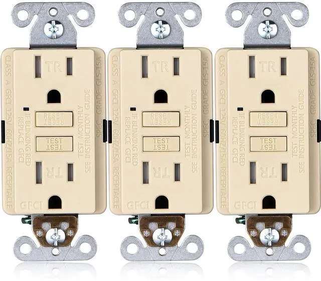 Main image of Faith 15A GFCI Outlets, ETL Listed, Tamper-Resistant GFI Duplex Receptacles with LED Indicator, Self-Test Ground Fault Circuit Interrupter, Ivory, 3 Piece