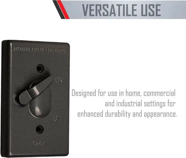 Alt view image 5 of 7 - TayMac TC100Z Weatherproof Toggle Cover, 1-Gang, Vertical Device Mount, Bronze