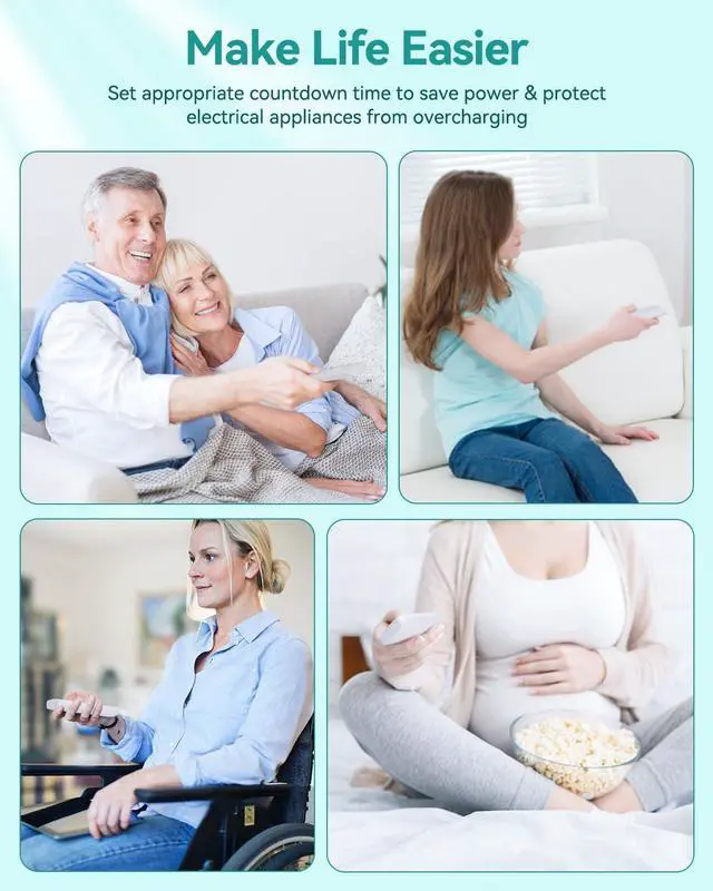 Alt view image 5 of 7 - Remote Control Outlet Plug, Timer Outlet with Remote, 500ft Range Wireless Remote Light Switch, 15A/1500W Timer Plug, Remote Plug in on Off Switch, 4000V Anti-Surge, Light Control for Bedroom