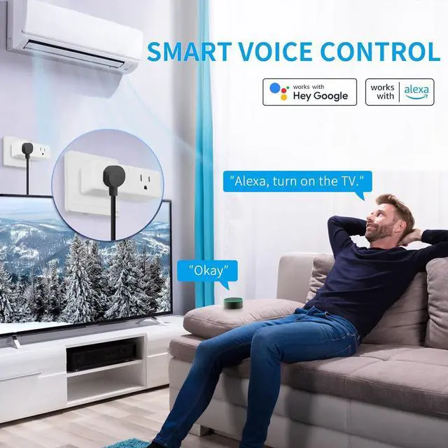 Alt view image 3 of 7 - 15A Dual Smart Plug, WiFi Outlet Extender, Smart Socket with Schedule&Timer, Bluetooth Outlets Compatible with Alexa and Google Assistant, ETL&FCC Certified, No Hub Required, 2.4G WiFi Only, 4-Pack