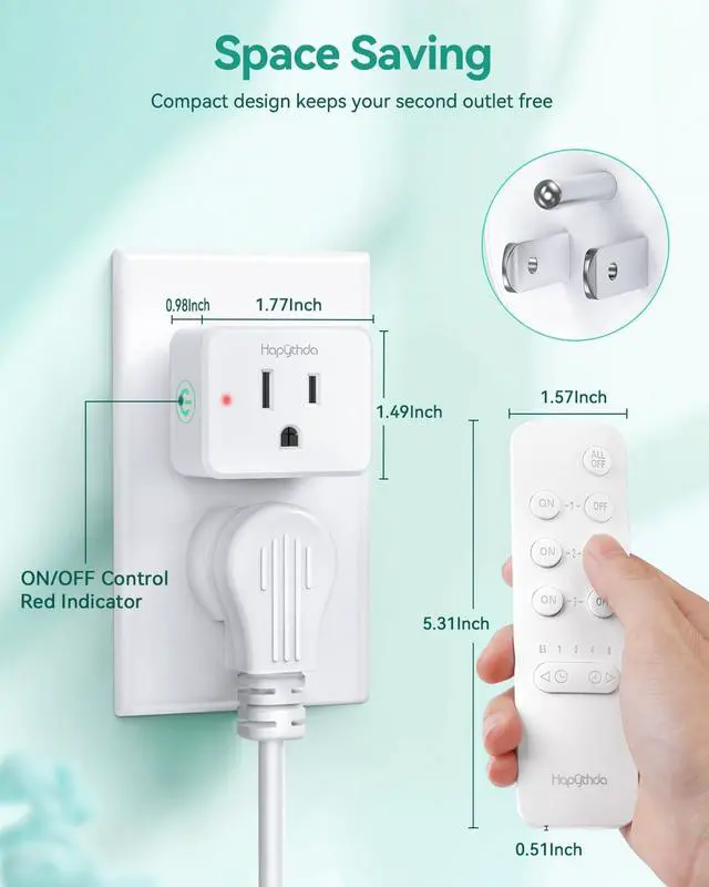 Alt view image 7 of 7 - Timer Outlet Plug, 15A/1500W Remote Control Outlet, 500ft Range Wireless Remote Light Switch, Timer Switch for Lights, Anti-Surge 4000V, for Household Appliances (3 Outlets + 1 Remote)