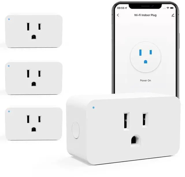 WiFi Smart Plugs 4 Pack, Smart Plugs That Work with Google Home for Voice Control Smart Outlet Plug with Timer APP Remote Control 1875W No Hub Required 2.4G Only, FCC and ETL Listed