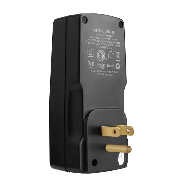 Alt view image 3 of 7 - GFCI Adapter 15 Amp 3 Prongs Grounded, 5 Years Warranty, GFCI Plug Portable Plug-in Ground Fault Circuit Interrupter to Protect Electric Safety for Pressure Washer, Hot Tub, Air Conditioner