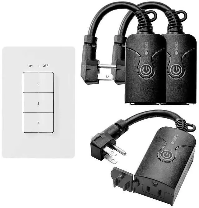 Main image of Outdoor Wireless Remote Control Outlets(3 Receiver, 1 Remote), Weatherproof Heavy Duty 15Amp Grounded Electrical Plug in Remote Light Switch, 100ft RF Range, ETL Listed(Battery Included)