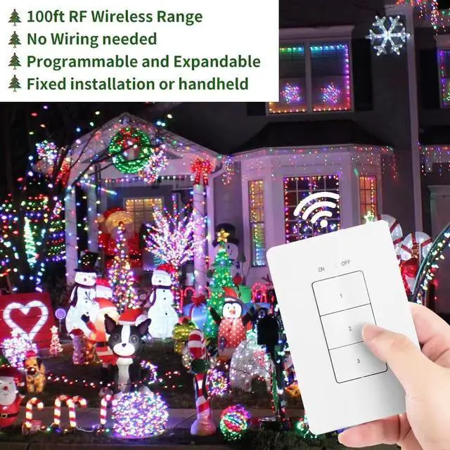 Alt view image 3 of 7 - Outdoor Wireless Remote Control Outlets(3 Receiver, 1 Remote), Weatherproof Heavy Duty 15Amp Grounded Electrical Plug in Remote Light Switch, 100ft RF Range, ETL Listed(Battery Included)