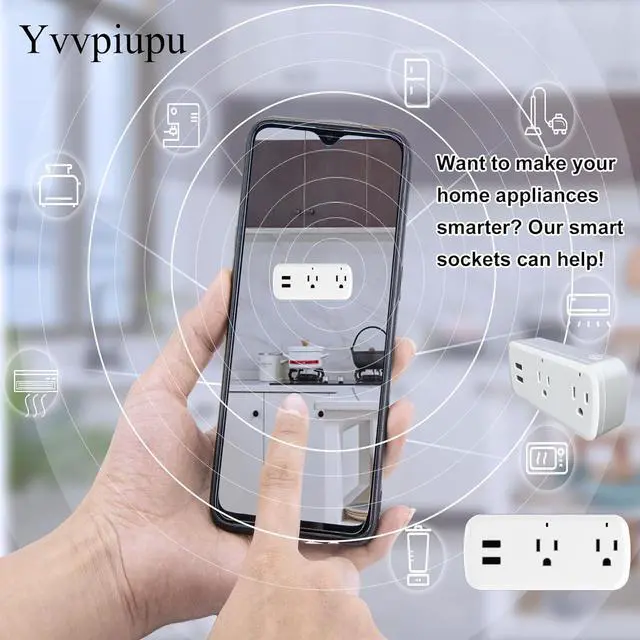 Alt view image 3 of 7 - Smart Life Surge Protector Dual Mode (Support WIFI) 4 Outlet WiFi Smart Plug, WiFi, Powerful 16A 3500 Watt Output, Compatible with Alexa, Google Home, Voice Control, Smart Life and Manual App