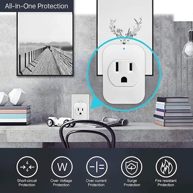 Alt view image 4 of 6 - eco4life Smart Plug, WiFi Mini Plug Outlet, Works with Alexa and Google Home, Voice Control, App Remote Control Anywhere, No Hub Needed, UL Certified,White
