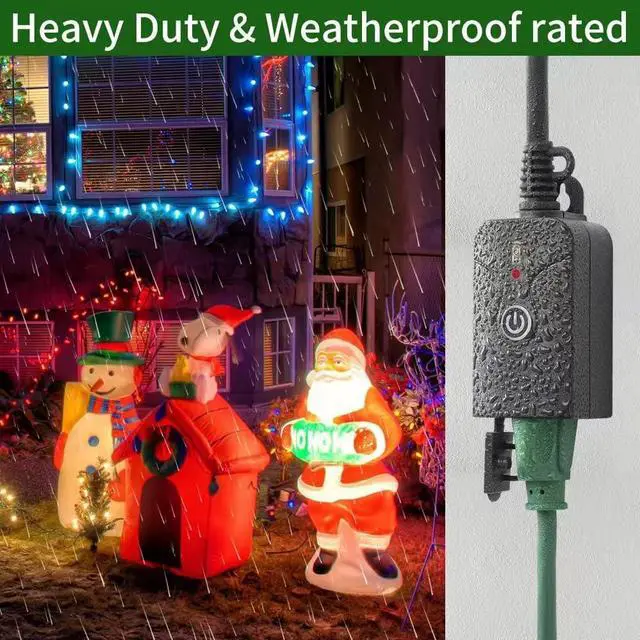Alt view image 4 of 7 - Outdoor Wireless Remote Control Outlets(3 Receiver, 1 Remote), Weatherproof Heavy Duty 15Amp Grounded Electrical Plug in Remote Light Switch, 100ft RF Range, ETL Listed(Battery Included)