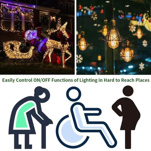 Alt view image 7 of 7 - Outdoor Wireless Remote Control Outlets(3 Receiver, 1 Remote), Weatherproof Heavy Duty 15Amp Grounded Electrical Plug in Remote Light Switch, 100ft RF Range, ETL Listed(Battery Included)