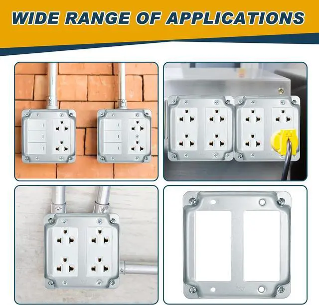 Alt view image 7 of 7 - 16 Pcs 8 Set 4 × 4" Electrical Junction Box with Cover Electrical Metal Outlet Box, 21.0 Cu. in. Capacity Receptacle Exposed Work Cover, 1-1/2'' Deep(2 Gfci)