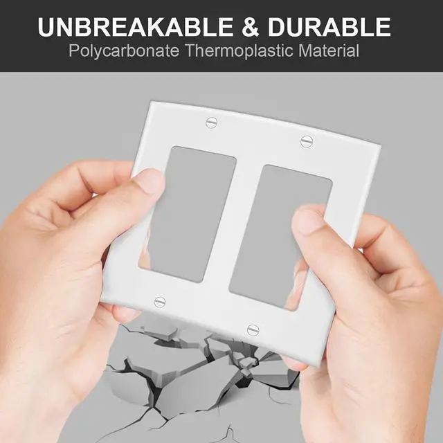 Alt view image 2 of 7 - 2-Gang Switch Outlet Wall Plate Cover Double Decora Electrical Faceplate for Light Switches, Smart Switch,Dimmers, GFCI, Receptacle, USB Outlet, White (4-Pack)