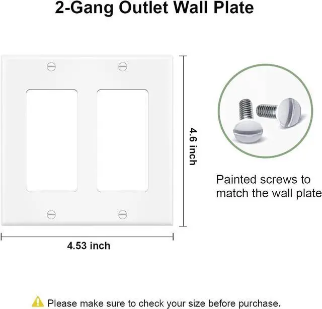 Alt view image 7 of 7 - 2-Gang Switch Outlet Wall Plate Cover Double Decora Electrical Faceplate for Light Switches, Smart Switch,Dimmers, GFCI, Receptacle, USB Outlet, White (4-Pack)
