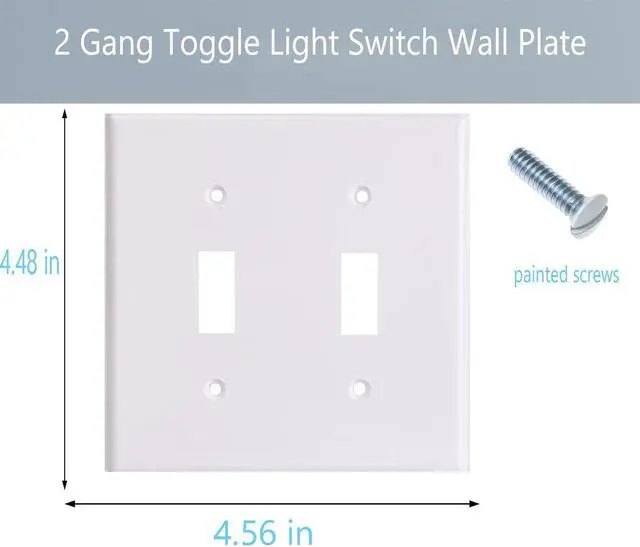 Alt view image 2 of 5 - Toggle Light Switch Wall Plate Cover Double Switch Plate 2-Gang Decor Electrical Switch Faceplate, White (4-Pack)