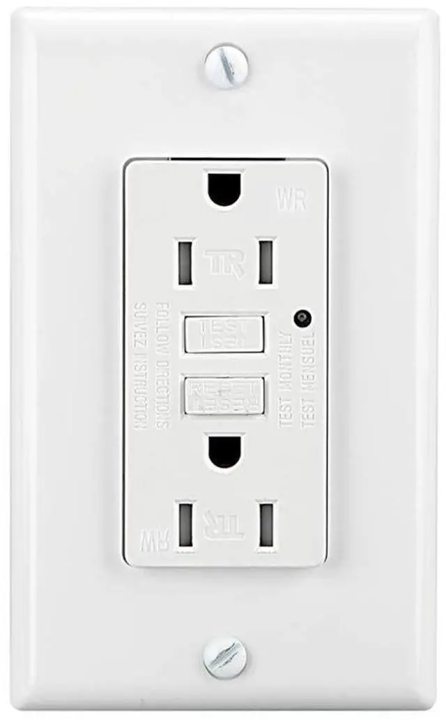 Main image of LEOD 15Amp 125Volt Tamper Resistant & Weather Resistant GFCI Outlet, One TR&WR GFCI Outlet with 2 Types Wall Plates+Blue LED Indicator, White, ETL Listed (1 Pack)