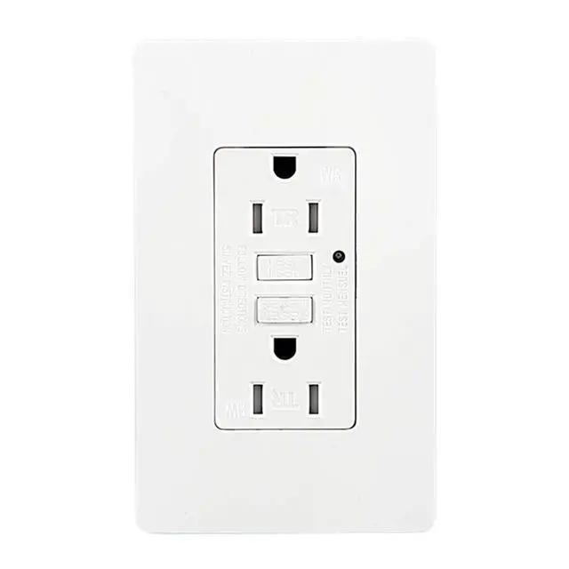 Alt view image 2 of 6 - LEOD 15Amp 125Volt Tamper Resistant & Weather Resistant GFCI Outlet, One TR&WR GFCI Outlet with 2 Types Wall Plates+Blue LED Indicator, White, ETL Listed (1 Pack)