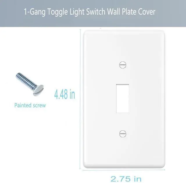 Alt view image 3 of 5 - Toggle Light Switch Cover Plate Single Decor Wall Plate 1-Gang Electrical Faceplate, White (20-Pack)