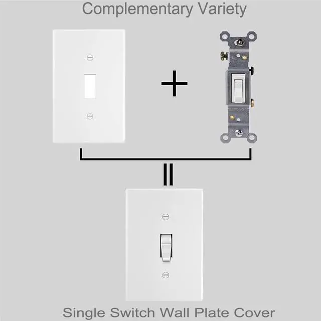 Alt view image 4 of 5 - Toggle Light Switch Cover Plate Single Decor Wall Plate 1-Gang Electrical Faceplate, White (20-Pack)