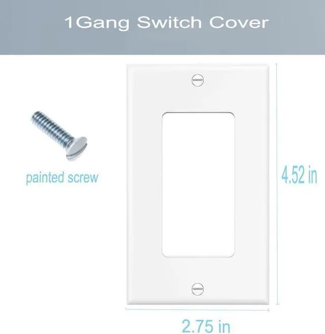 Alt view image 2 of 6 - 1-Gang Switch Outlet Wall Plate Cover Single Decora Electrical Faceplate for Light Switch, Smart Switch, Receptacle, Dimmers, USB Outlet, GFCI, White (10-Pack)