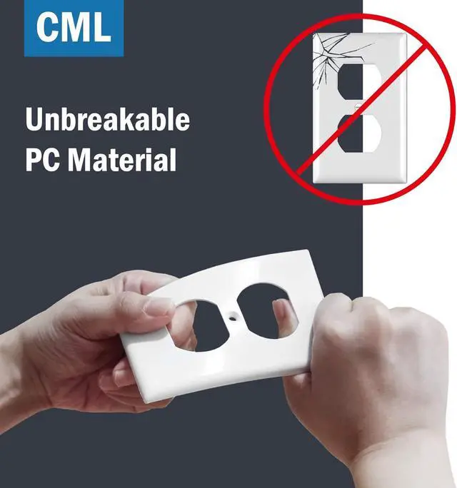 Alt view image 3 of 7 - CML Duplex Outlet Covers, 50 Pack Electrical Outlet Wall Plate, 1-Gang Switch Plates, Dual Receptacle Faceplate, Standard Size 2.76 x 4.5, Impact Resistant, UL Listed, White, Contractor Pack