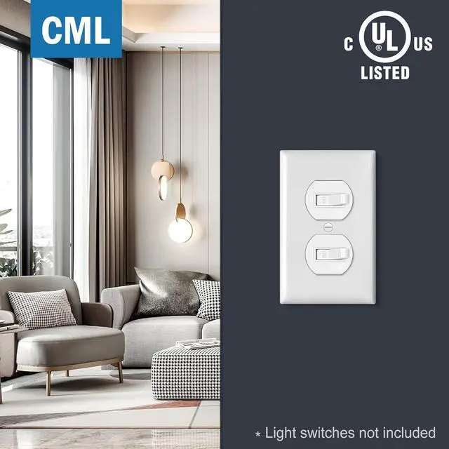 Alt view image 6 of 7 - CML Duplex Outlet Covers, 50 Pack Electrical Outlet Wall Plate, 1-Gang Switch Plates, Dual Receptacle Faceplate, Standard Size 2.76 x 4.5, Impact Resistant, UL Listed, White, Contractor Pack