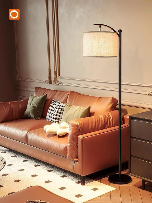 Alt view image 3 of 7 - addlon Floor Lamp for Living Room with 3 Color Temperatures, Standing lamp with Linen lampshade for Bedroom, Office, Lamps with 9W LED Bulb Included - Black with Beige Lampshade