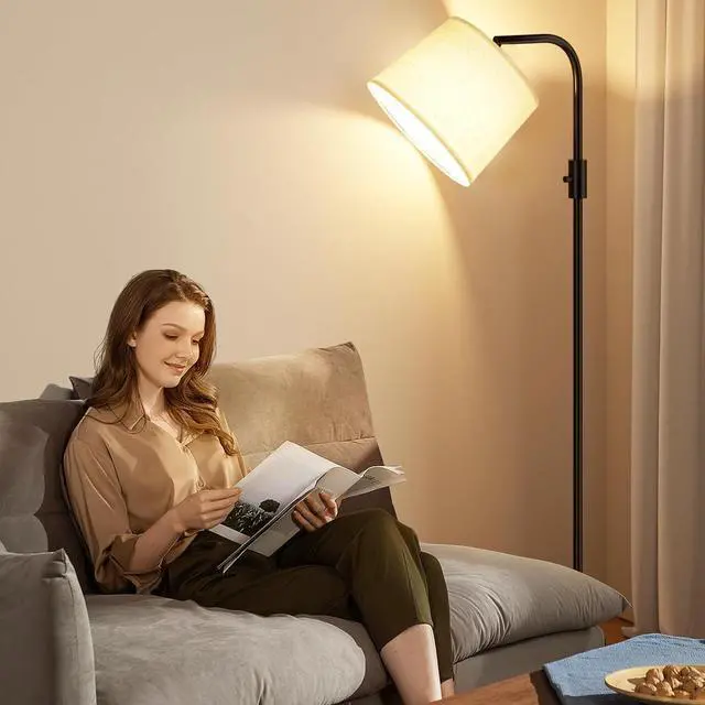 Alt view image 6 of 7 - Ambimall   Floor Lamp - Floor Lamps 9W  Light Bulb Included, Standing Lamps for Living Room with Adjust Head, Modern Standing Tall Light Rotary Switch for Office