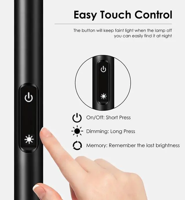 Alt view image 4 of 6 - BoostArea Floor Lamp/Standing Lamp, 20W 2000LM LED Torchiere Lamp, Stepless Dimmable, Touch Control, 3000K Daylight, 50000hrs Lifespan for Living Room, Bedroom