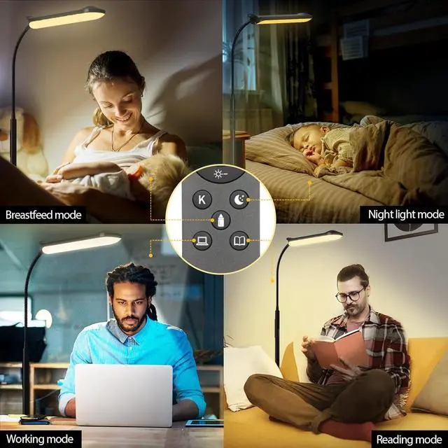 Alt view image 7 of 7 - LED Floor Lamp, 18W Super Bright Floor Lamp for Living Room, Adjustable Stepless Colors & Brightness Gooseneck Standing Lamp, Eye Caring Reading Light with Remote& Touch Control for Bedroom Office