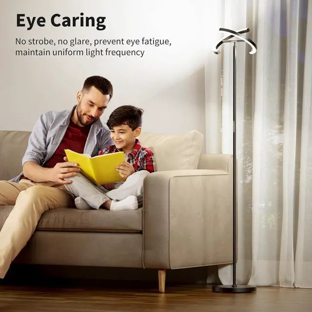 Alt view image 5 of 7 - Floor Lamps for Living Room,SIBRILLE Modern Stepless Dimmable Standing Lamp 3000-6000K,22W LED Rotatable Reading Standing Light,Touch&Remote Control Uplighter Floor Lamp for Living Room Bedroom Office