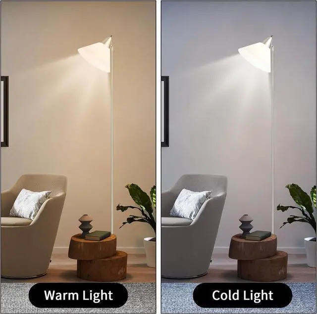 Alt view image 2 of 7 - HonoDing Floor Lamp Standing Lamp Adjustable Head Arcylic Shade Floor Lamps for Living Room/Office/Bedroom (Satin Nickel)